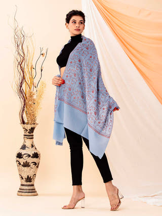 Powder Blue Grey Floral Stoles