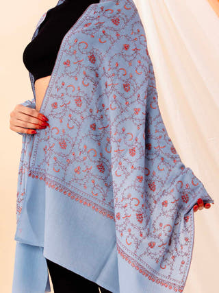 Powder Blue Grey Floral Stoles