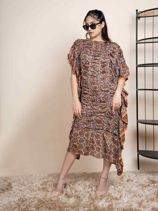 ajrakh silk dress Dual printed Ajrakh silk dress