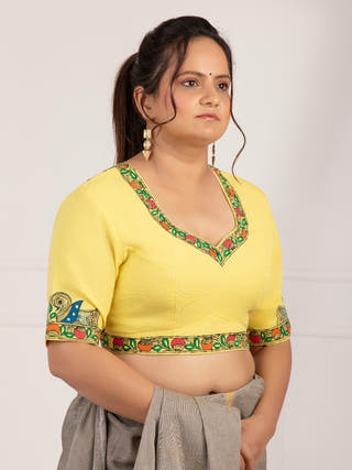 Resting Wings Handpainted Silk Blouse