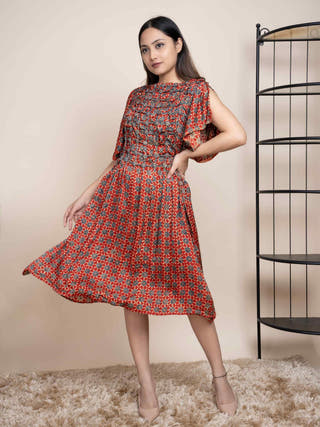ajrakh modal silk dress Ajrakh Modal Silk Dress Malar Vikram