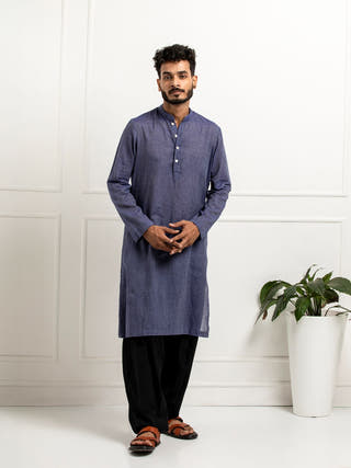 Nilkanta Hand Woven Cotton Men's Kurta