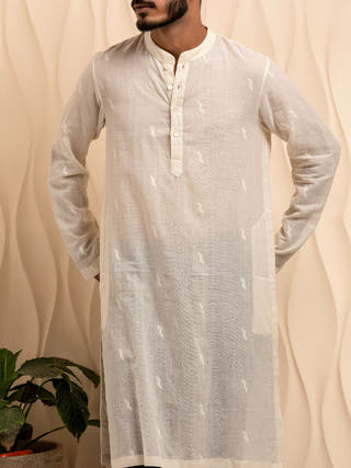 Hand Woven Jamdani Cotton Men's Kurta