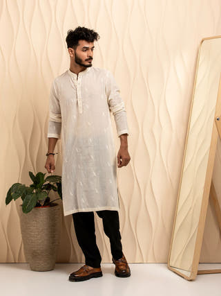 Hand Woven Jamdani Cotton Men's Kurta