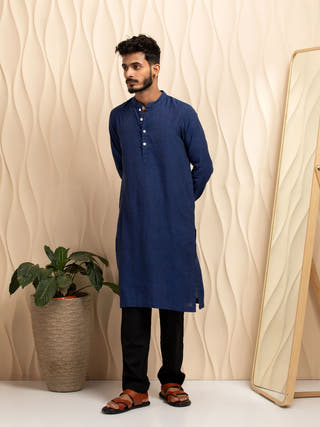 Niladri Hand Woven Cotton Men's Kurta