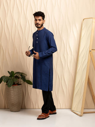 Niladri Hand Woven Cotton Men's Kurta