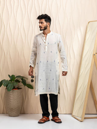 Gora Hand Woven Jamdani Cotton Men's Kurta