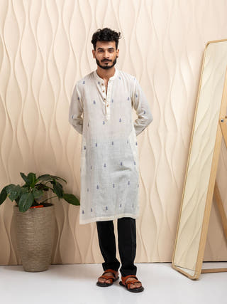 Gora Hand Woven Jamdani Cotton Men's Kurta