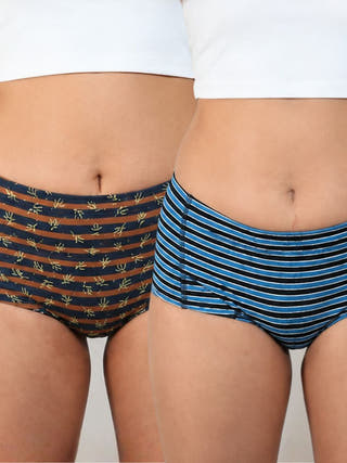 Mocha & Ocean Organic Cotton Boyshorts | Pack Of 2