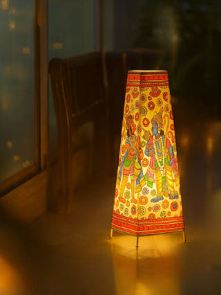 Ramayana Hand Painted Tholu Bommalata Trapezium Lamp