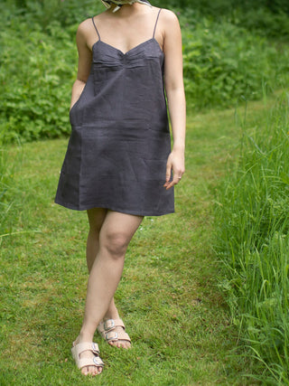 California Slip Dress Charcoal The Terra Tribe