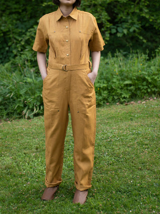 Jumpsuit Mustard - Linen Twill Jumpsuit for women in Mustard color