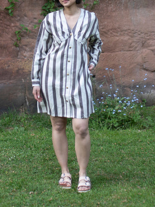 Brooklyn Shift Stripes Dress Grey The Terra Tribe