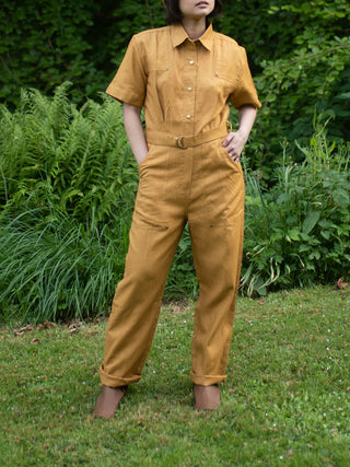 Jumpsuit Mustard - Linen Twill Jumpsuit for women in Mustard color