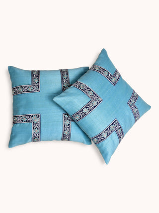 Crossvibe Handwoven Cushions Set Of 2 Pcs Blue Veaves