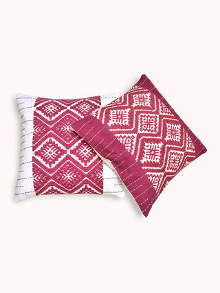 Saqaafat Handwoven Cushions Set Of 2 Pcs White Veaves