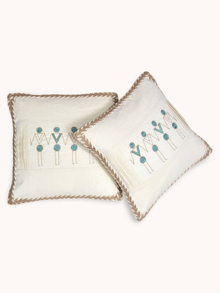 Paichnidia Handwoven Cushions Set Of 2 Pcs White Veaves