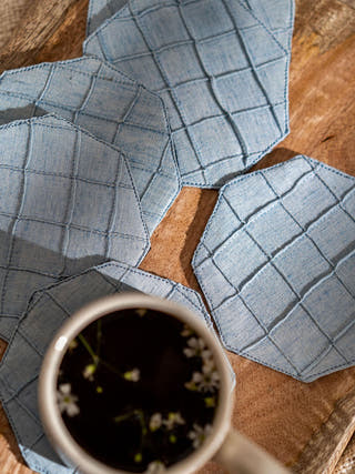 Quellon Handwoven Coasters Set Of 6 Blue Veaves