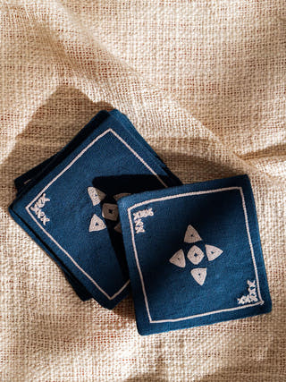 Huenu Handmade Coasters Set Of 6 Pcs Blue Veaves