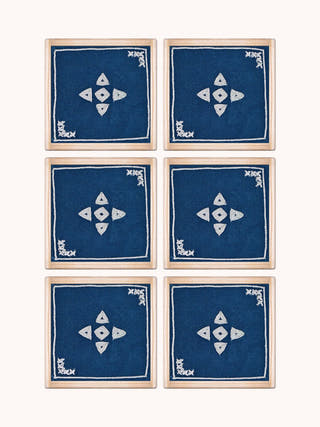 Huenu Handmade Coasters Set Of 6 Pcs Blue Veaves