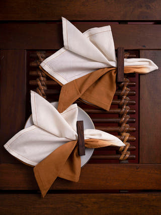 Alistar Handwoven Napkins Set Of 8 Pcs Brown Veaves