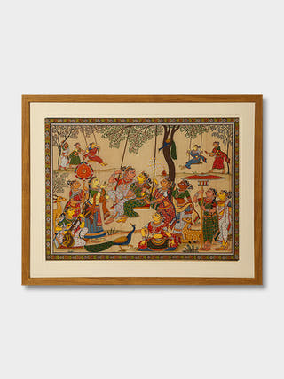 Odisha Pattachitra on Silk: Raja Parba ARAVALI