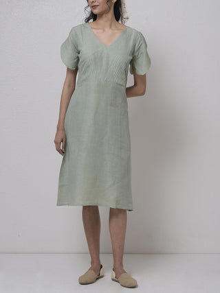 Kiho Handwoven Cotton Dress Sea Green Veaves