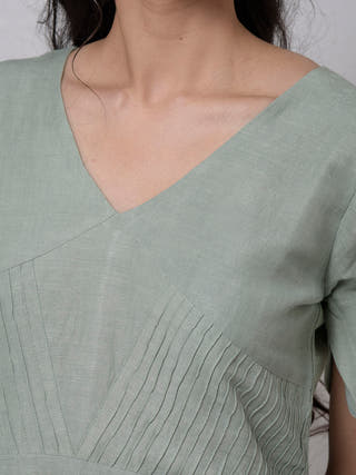 Kiho Handwoven Cotton Dress Sea Green Veaves