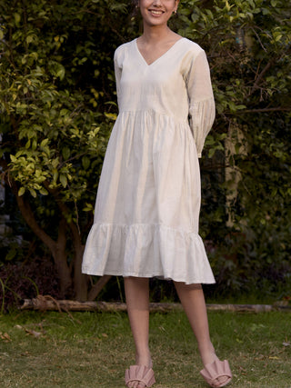 Nia Handwoven Dress Off White Veaves