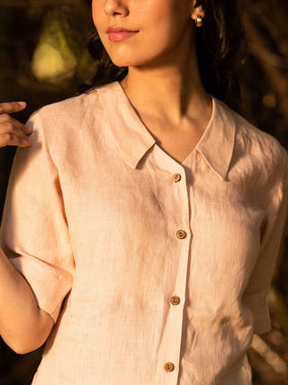 Sana Handwoven Cotton Top Light Peach Veaves