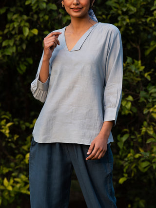 Seina Handwoven Top Blue Veaves