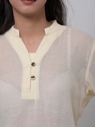 Asa Handwoven Cotton Top Beige Veaves