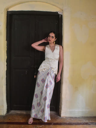 Vani Modal Applique Vest Skirt Set