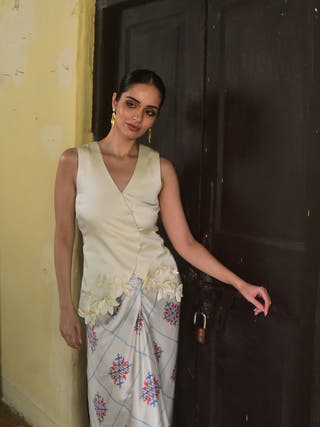 Vani Modal Applique Vest Skirt Set