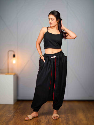 Veer Black Drop Crotch Pant