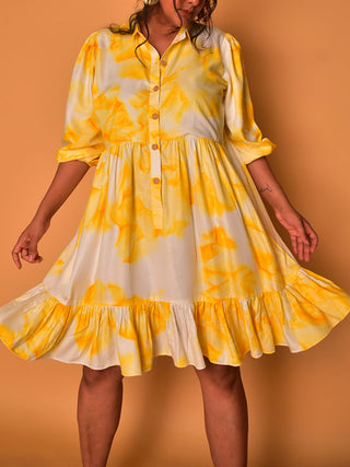 Viva Button-Down Dress Yellow Why So Blue