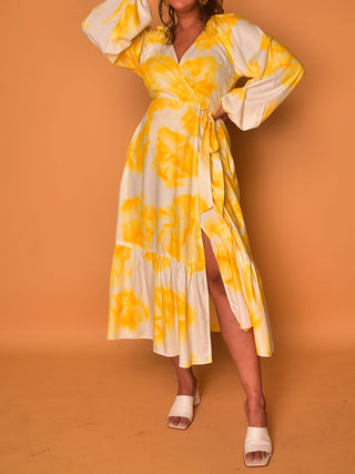 Viva Wrap Dress Yellow Why So Blue