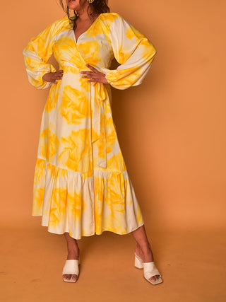 Viva Wrap Dress Yellow Why So Blue