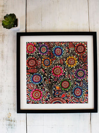 Tree Of Life Tholu Hand-painted On Leather Painting Wall Art