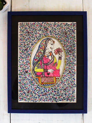Mughal Queen Hand-painted On Leather Painting Wall Art