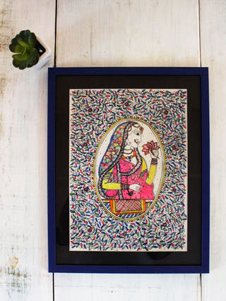 Mughal Queen Hand-painted On Leather Painting Wall Art