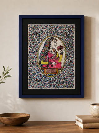 Mughal King Hand-painted On Leather Painting Wall Art