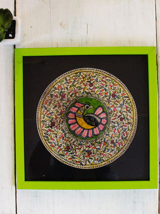Peacock Maze Hand-painted On Leather Painting Wall Art