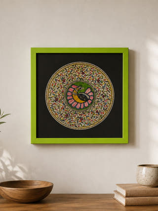 Peacock Maze Hand-painted On Leather Painting Wall Art
