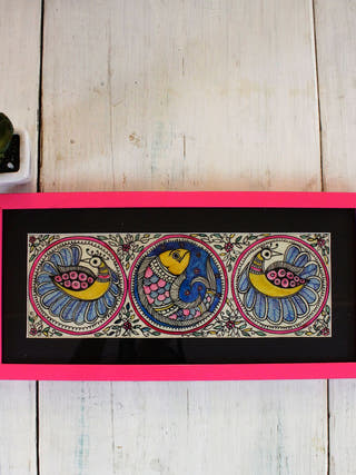 Dancing Peacock Hand-painted On Leather Painting Wall Art