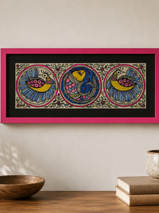 Dancing Peacock Hand-painted On Leather Painting Wall Art