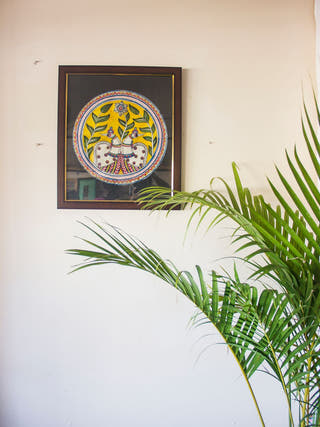 Twin Peacocks Hand-painted On Leather Painting Wall Art
