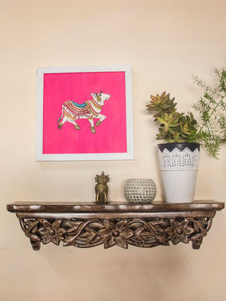 Kaamdhenu Pink Leather Puppet Cutout Wall Art