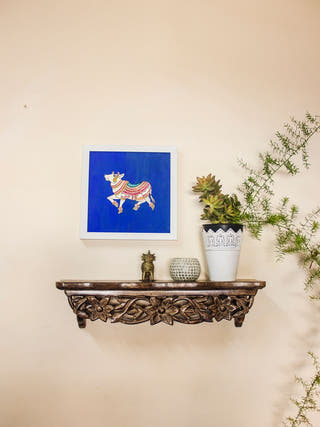 Kaamdhenu Blue Leather Puppet Cutout Wall Art