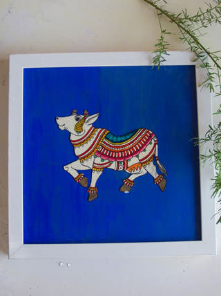 Kaamdhenu Blue Leather Puppet Cutout Wall Art